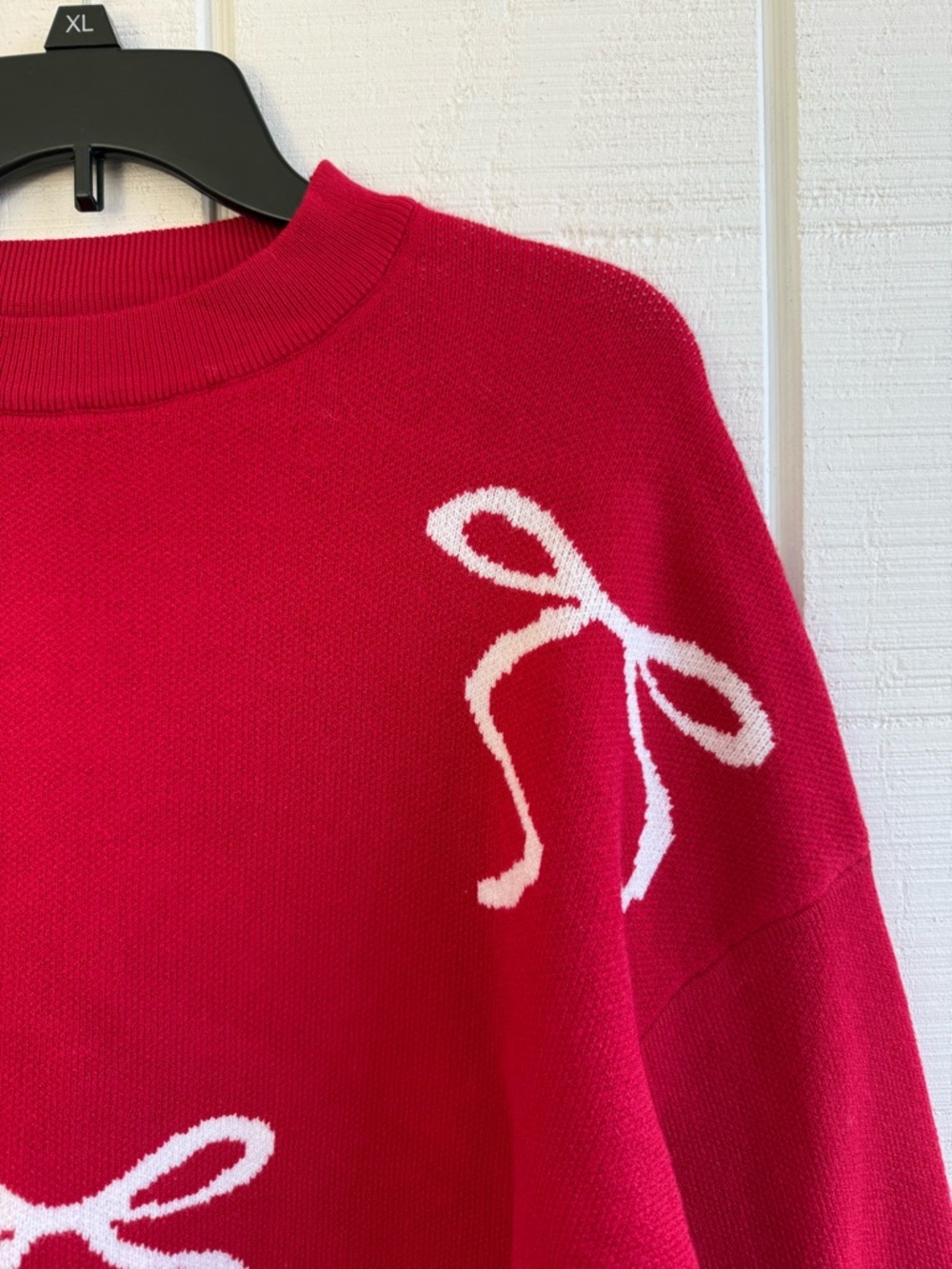 PrettyGarden Women’s Red Bow Knit Pull Over Sweater NWT Size Large - Picture 3 of 6